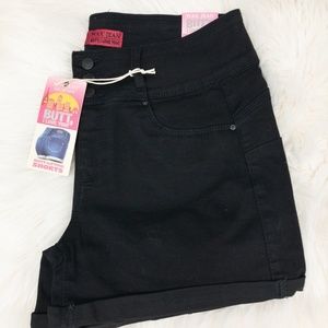 Black Jean Butt Push-Up Shorts